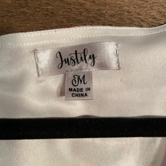 Justify Red and White Patterned High Low boho dress - Picture 4 of 13